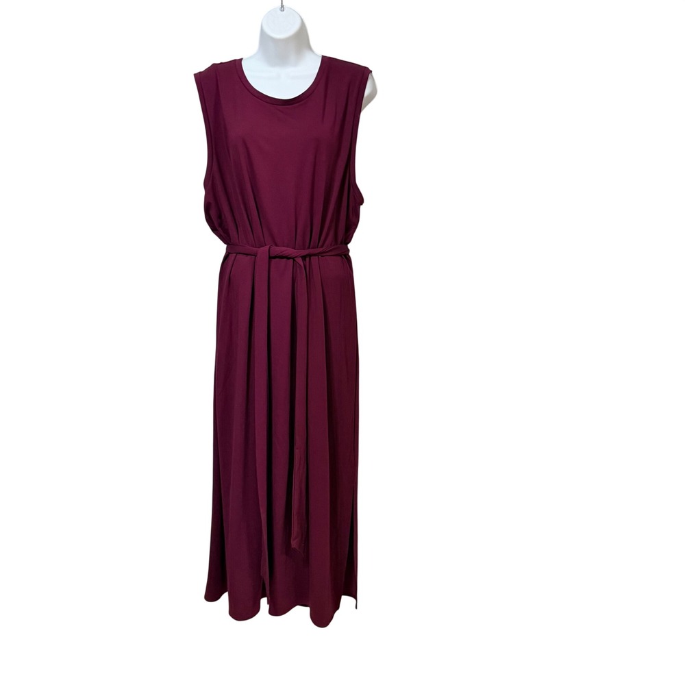 Banana Republic Womens XXL Burgundy Sleeveless Tie Waist Maxi Dress ‎ NWOT